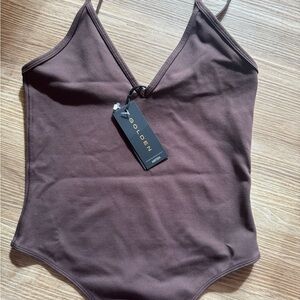 Aritzia GOLDEN Brown Bodysuit size Medium, NWT